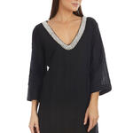 Caftan de plage perles manches trois-quarts