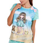 ADMAS WOMAN - Ref.55503AD - Pyjama short t-shirt Hello Summer Santoro bleu Admas
