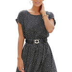 LASCANA - Ref.DR43405 - Robe estivale manches courtes Black & White Lascana