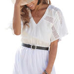 LASCANA - Ref.DR4446L - Robe de plage manches courtes Crochet Lascana