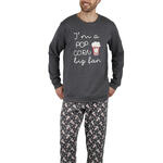 ADMAS HOMME - Ref.56593AD - Pyjama tenue pantalon top manches longues Pop Corn