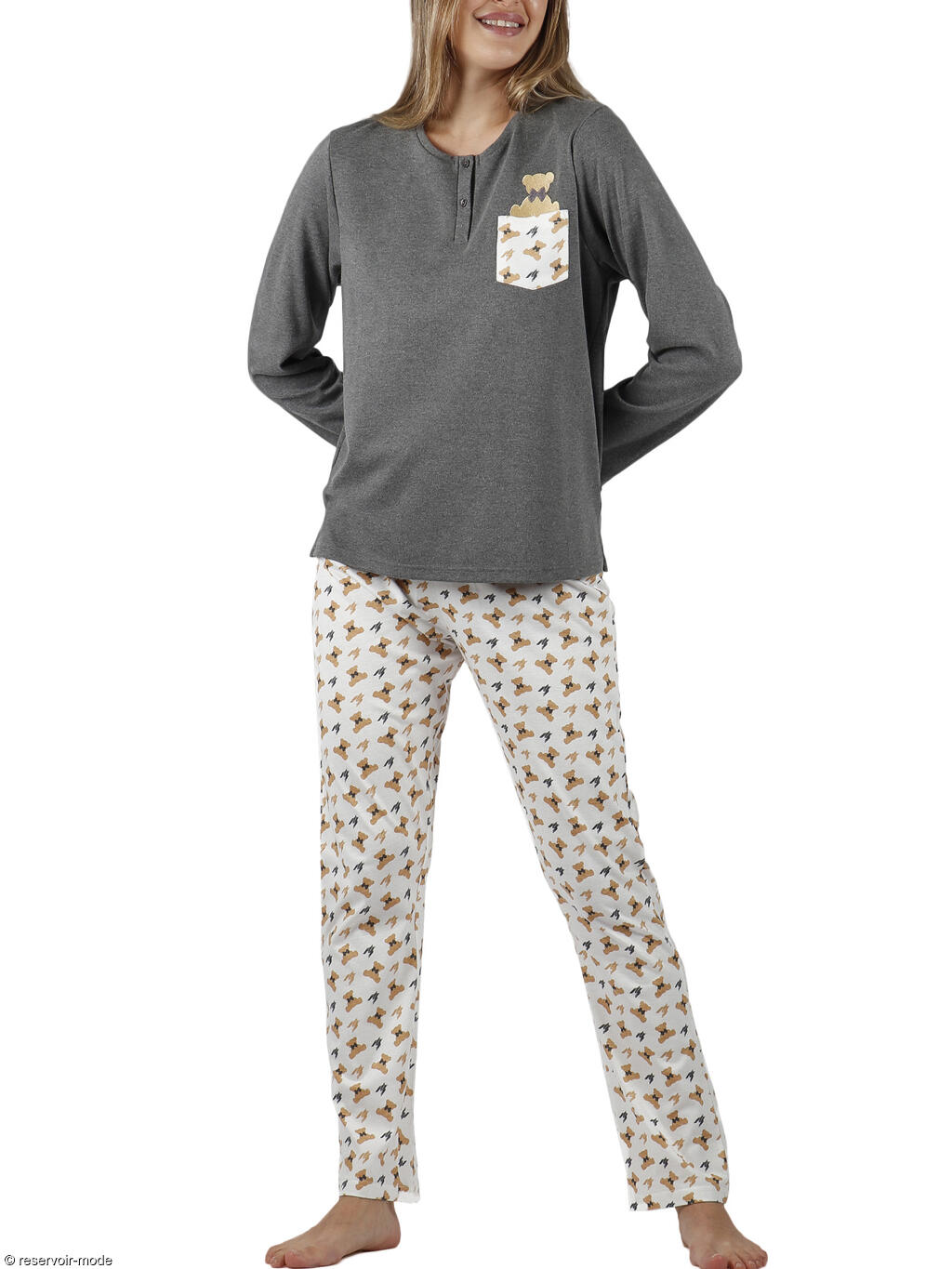 Pyjama tenue d'intérieur pantalon et haut Teddy - Réservoir Mode Lingerie  Femme et Homme