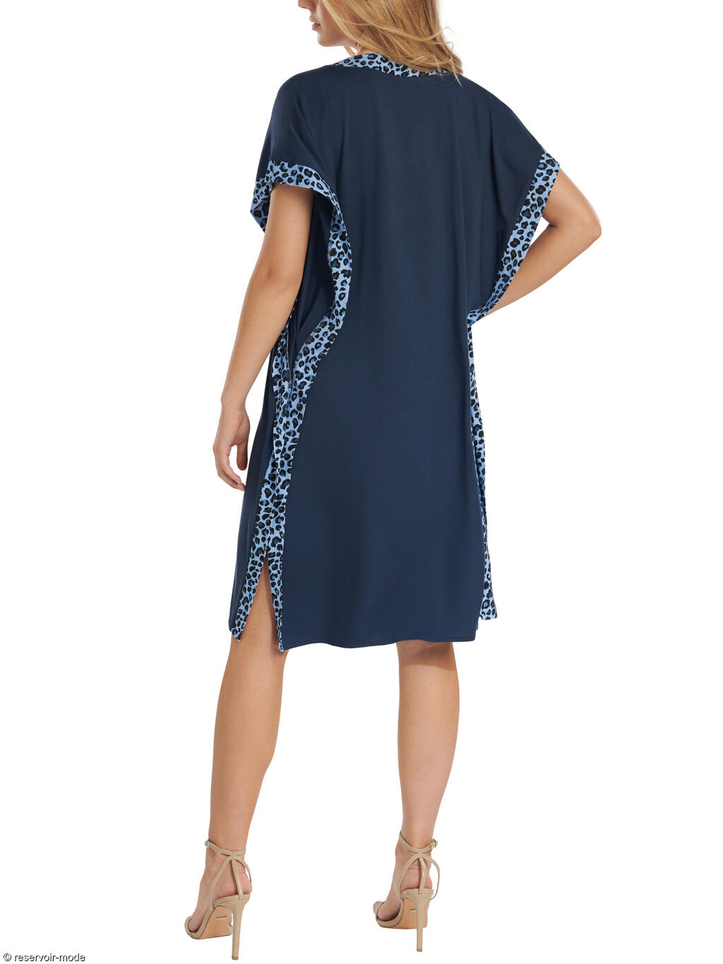 Caftan Turc Grande Taille Femme - Chemise De Nuit Brodée Plage Piscine - Cache-maillot Polyester Noir - Taille Unique Côté Fendu