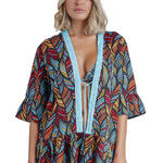 ADMAS FEMME - Ref.19738AD - Caftan de plage Ethnic Feathers Admas