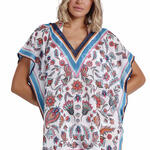 ADMAS FEMME - Ref.19756AD - Caftan de plage White Paisley Admas