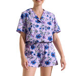 LISCA - Ref.63475LI - Pyjama short chemise manches courtes Flowers Lisca Cheek