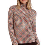ADMAS FEMME - Ref.43567AD - Top manches longues col montant Houndstooth Admas