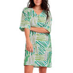 ADMAS FEMME - Ref.19882AD - Tunique de plage demi-manches Green Summer Admas