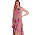 ADMAS FEMME - Ref.61349AD - Robe estivale mi-longue dos nu Pink And Green Admas