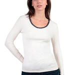 ADMAS FEMME - Ref.43667AD - Top manches longues col rond Canale Contraste Admas