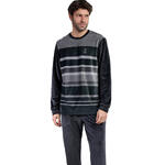 ADMAS HOMME - Ref.63785AD - Pyjama velours pantalon top long Stripe Hype