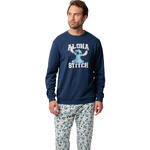 ADMAS HOMME - Ref.63901AD - Pyjama velours pantalon top long Aloha Stitch Disney