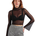 ADMAS FEMME - Ref.43289AD - Top en tulle col montant manches évasées Christmas