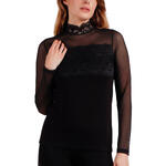 ADMAS FEMME - Ref.43291AD - Top tulle et dentelle col montant Christmas