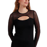 ADMAS FEMME - Ref.43292AD - Top manches longues col tulle ouvert Christmas Admas