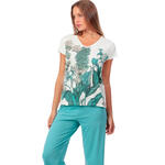 ADMAS FEMME - Ref.64054AD - Pyjama pantalon palazzo t-shirt Mint Garden Admas