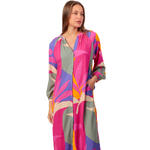 ADMAS FEMME - Ref.18072AD - Robe estivale mi-longue manches longues Big Colors