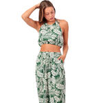 ADMAS FEMME - Ref.19991AD - Ensemble pantalon et top court Tropical Leaves Admas