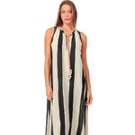 ADMAS FEMME - Ref.18032AD - Robe longue estivale Waves White And Black Admas