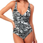 ADMAS FEMME - Ref.11521AD - Maillot une pièce drapé shapewear Black And White