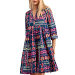 ADMAS FEMME - Ref.18076AD - Robe estivale manches longues Funny Palms Admas