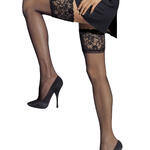 Paire de bas autofixants 15 den bande dentelle Marlene