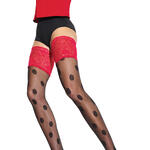 Paire de bas 15 den transparents à pois brodés Night Passion