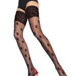 Paire de bas 15 den transparents à pois brodés Night Passion