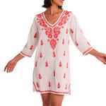 Tunique de plage brodée manches trois-quarts COMPLEMENTOS