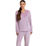 Pyjama velours pantalon top manches longues Luxury Guipure