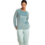 Pyjama velours pantalon top manches longues Stripes