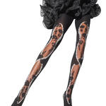 Paire de collants 50 den bandes à broderies florales Chic Parisien