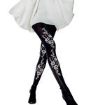 Paire de collants 50 den opaques broderie florale Linette