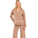 SELMARK - Ref.P12255S - Pyjama pantalon évasé top manches longues col V Misty