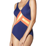 ORY - Ref.W170370 - Maillot de bain 1 pièce effet cache-coeur bleu marine Ory